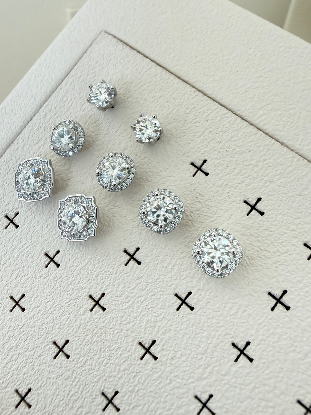 S925 Moissanite Square Halo Diamond Studs - Picture 6 of 6